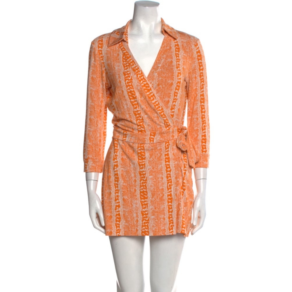 Diane Von Furstenberg Orange Snake-print Romper